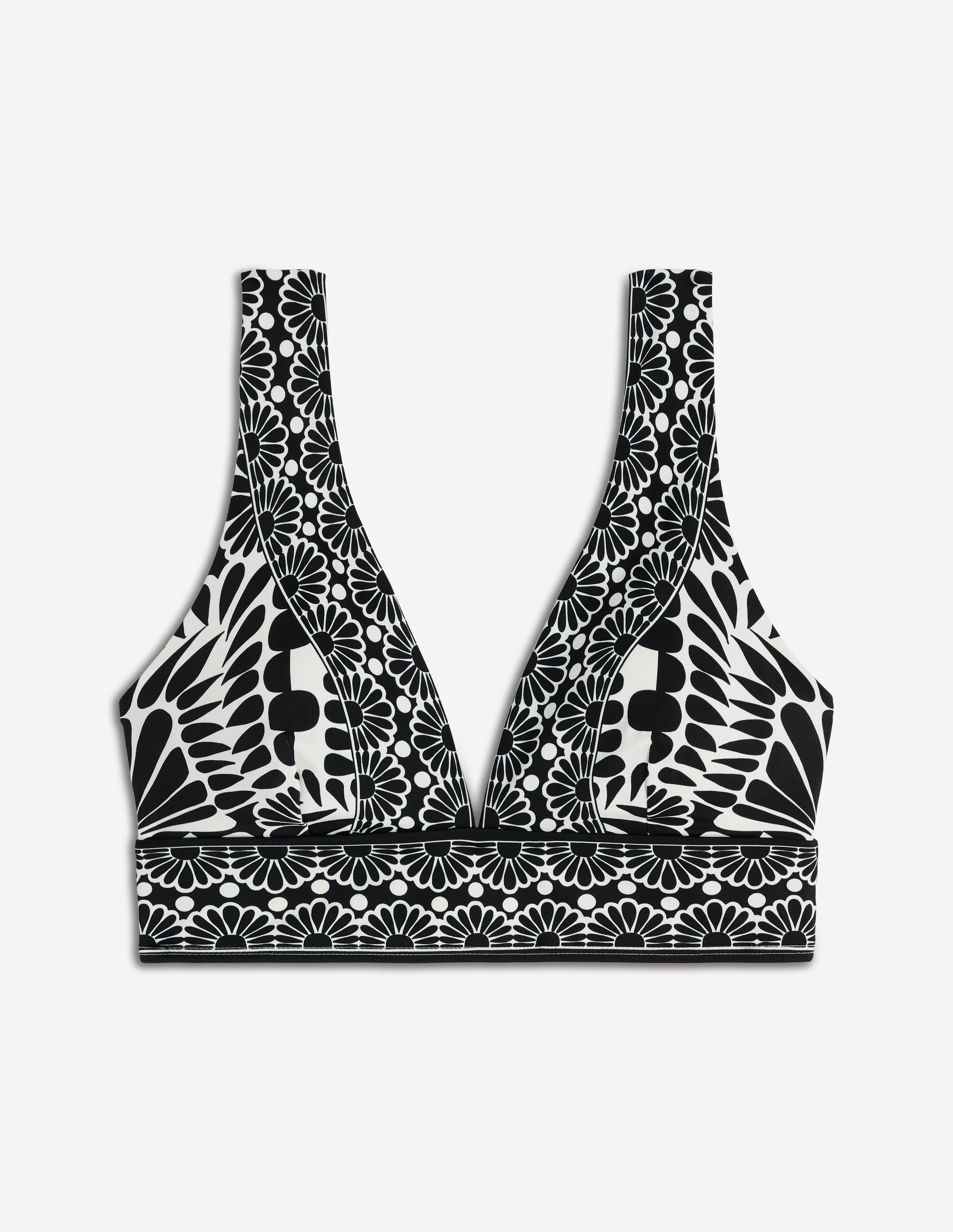 Porto V-neck Bikini Top-Black, Geo stamp - Image 5