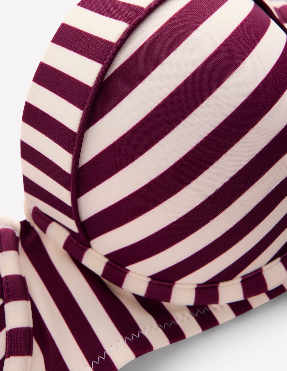 Rhodes Cup Sized Bikini Top-Chocberry, Ivory Stripe - Image 5