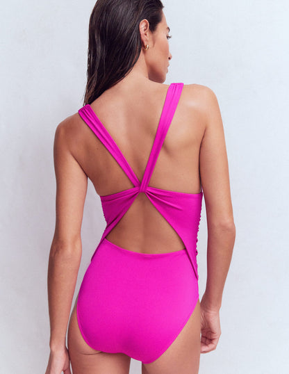 Mykonos Deep V Swimsuit-Bright Fuchsia-3