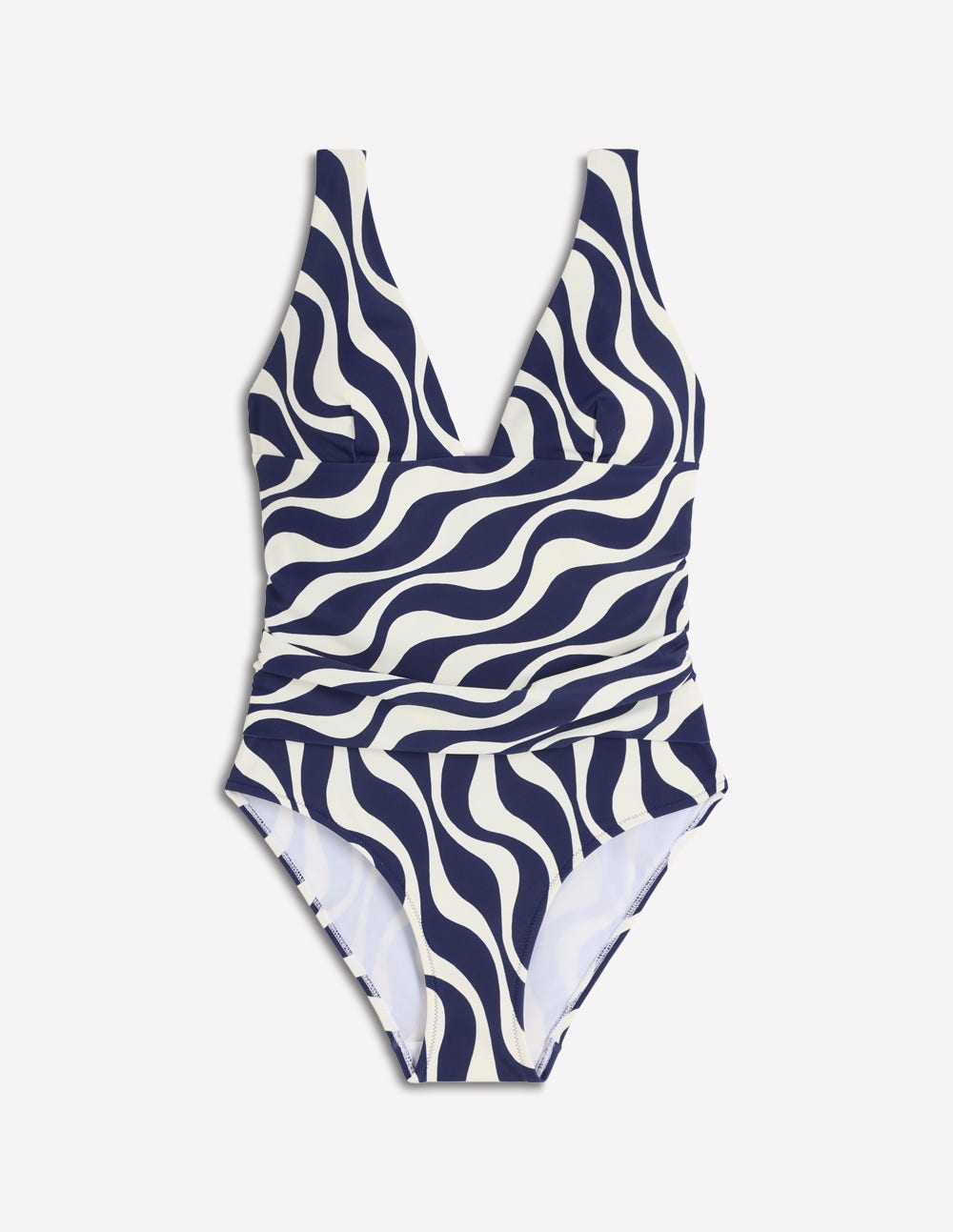 Mykonos Deep V Swimsuit-Navy, Rythmic Wave-5