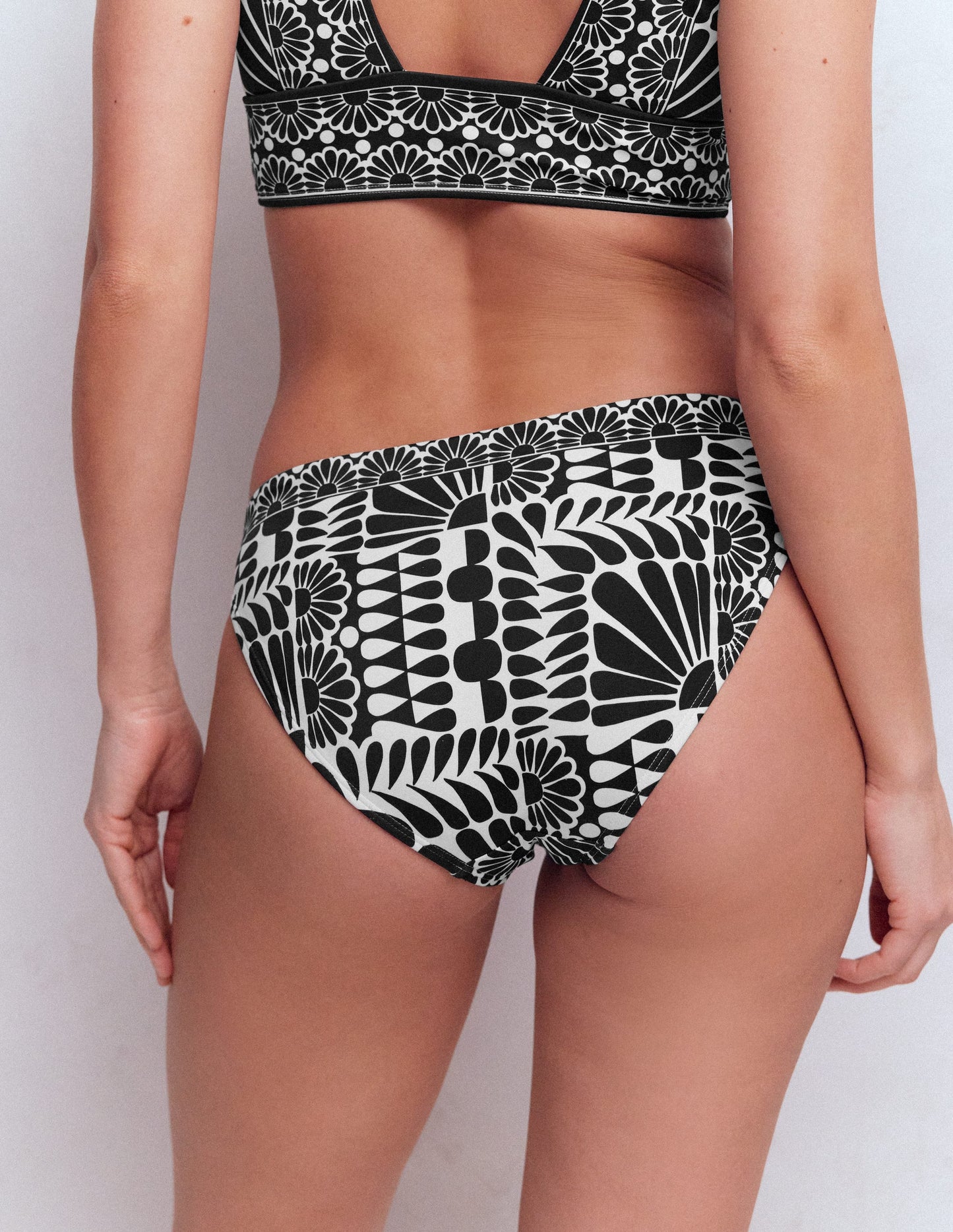Porto Bikini Bottoms-Black, Geo Stamp