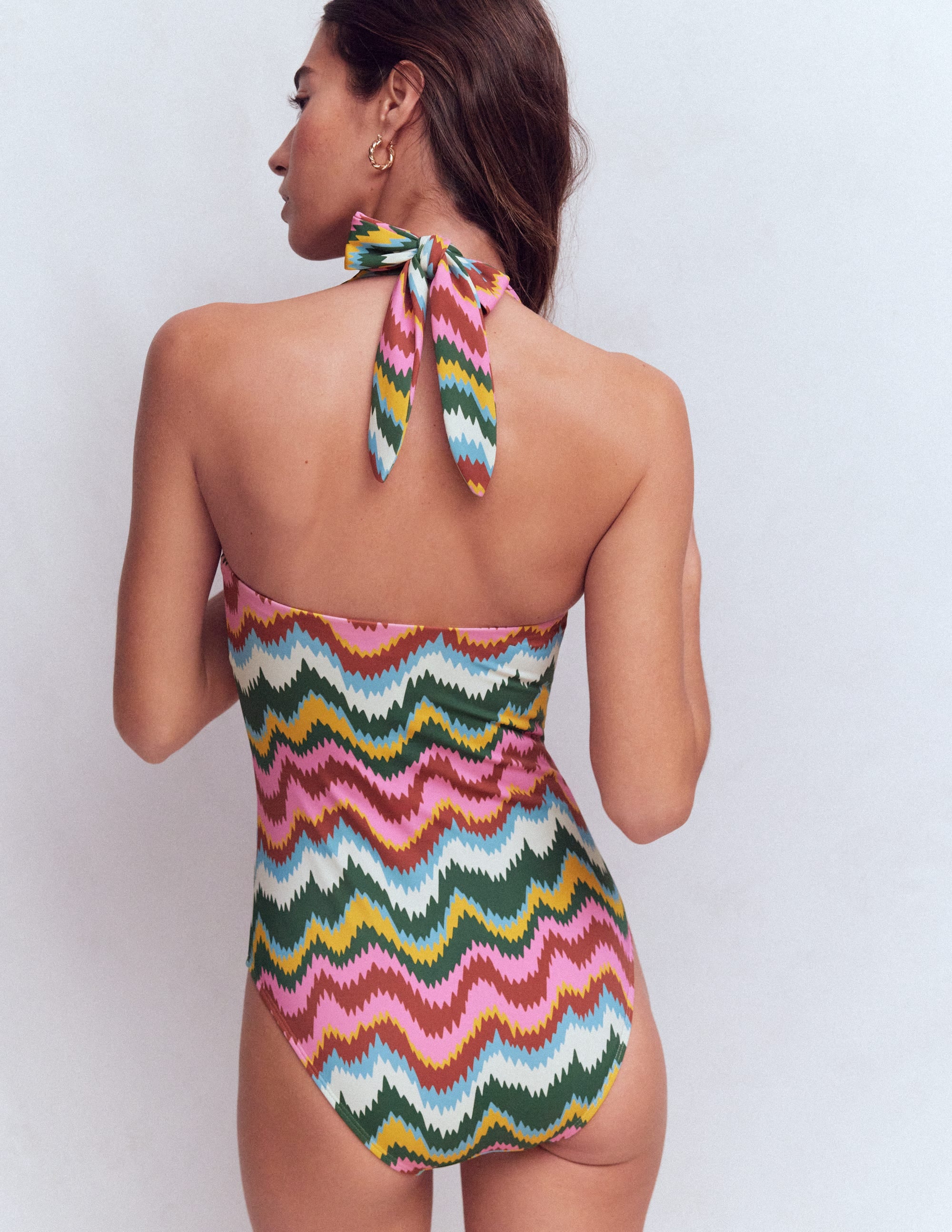 Kythira Ruched Swimsuit - Multi, Zig Zag Wave | Boden USA