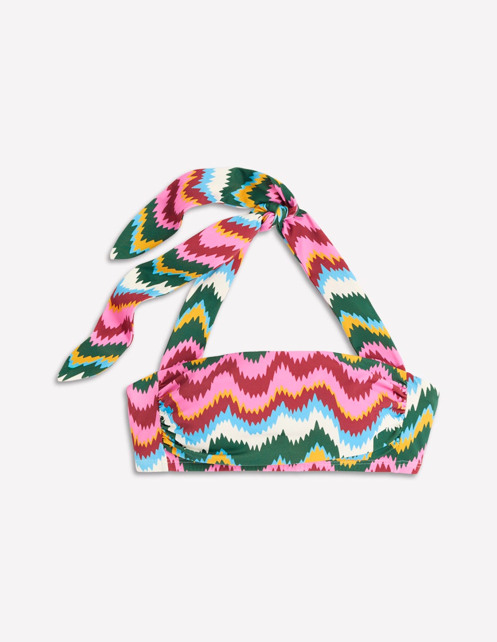 Kythira Ruched Bikini Top-Multi Zig zag wave