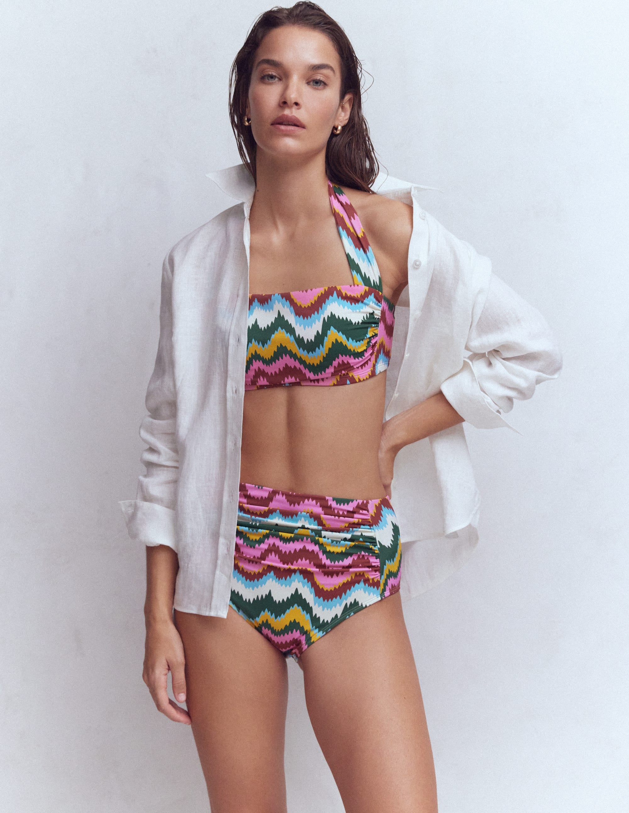 Kythira Ruched Bikini Top-Multi Zig zag wave - Image 4