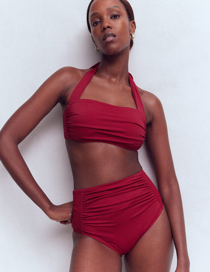 Kythira Ruched Bikini Top-Bullfight Red-1