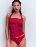Kythira Ruched Tankini Top-Merida Red