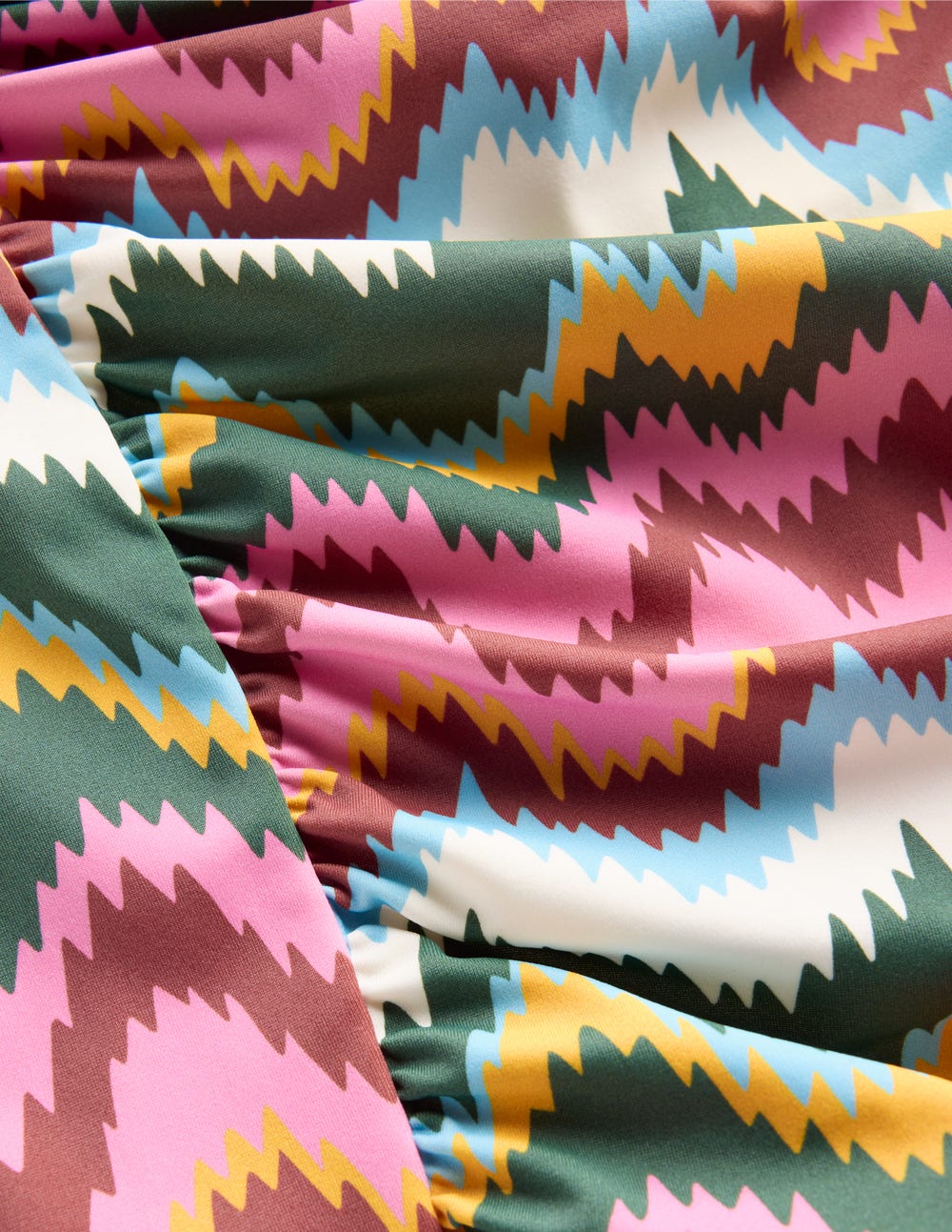 Kythira Ruched Tankini-Multi Zig zag wave
