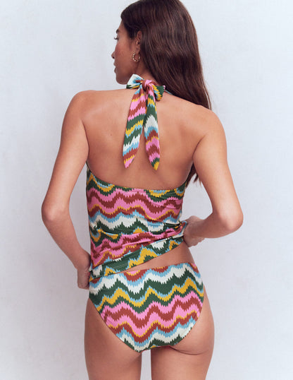 Kythira Ruched Tankini-Multi Zig zag wave-3