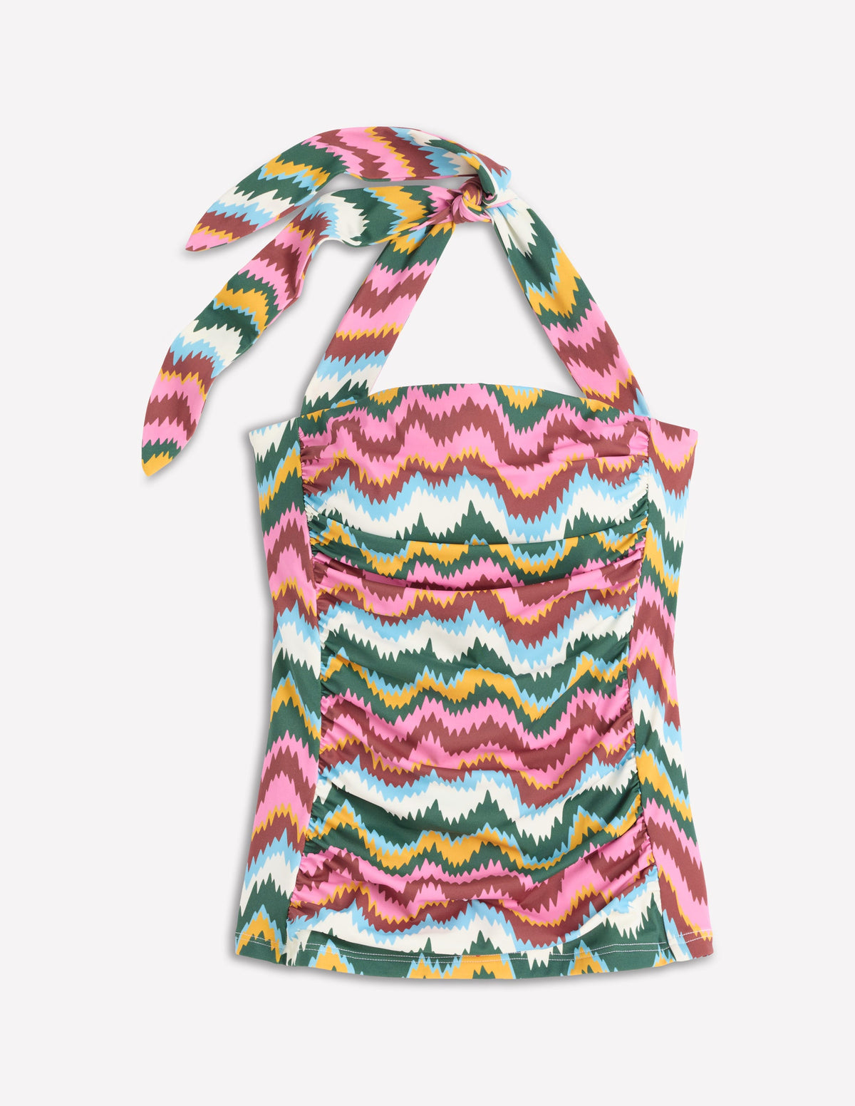 Kythira Ruched Tankini Top-Multi Zig zag wave - Image 6