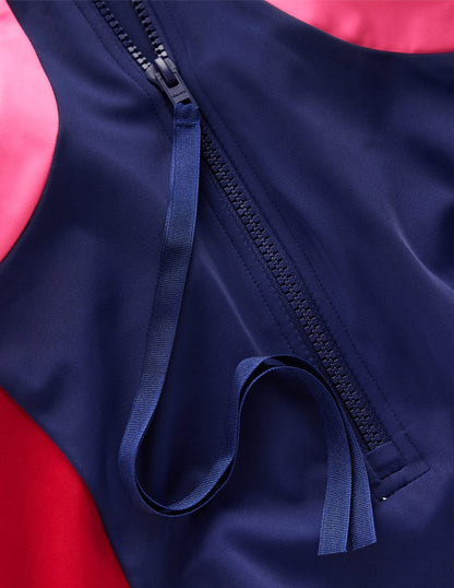 Sporty Rash Guard Swimsuit-Navy, Colourblock-7