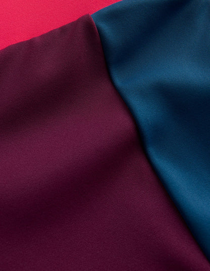 Rash Guard Swim Shorts-Purple, Colour block-6