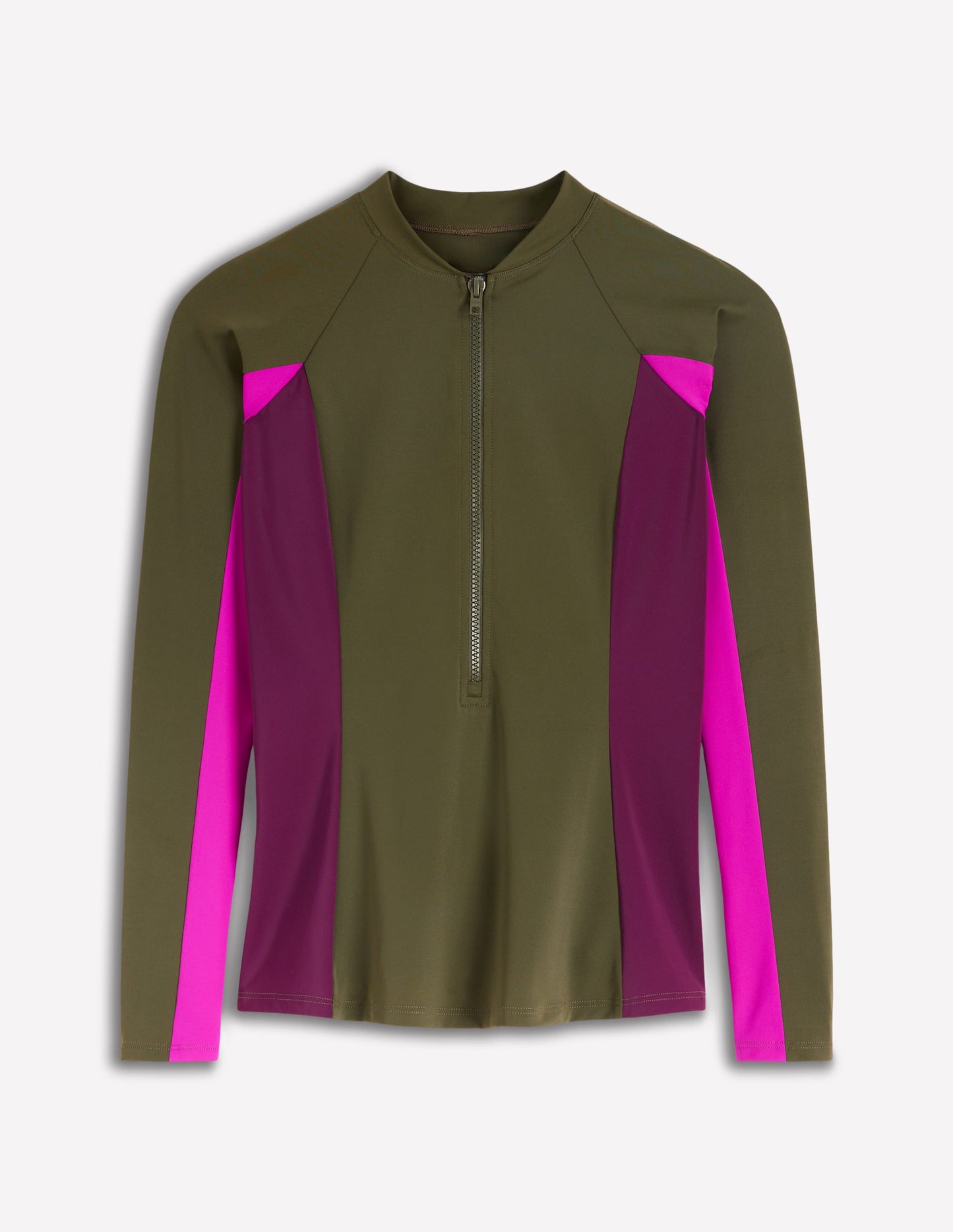 Sun Safe Raglan Rash Vest-Khaki Colourblock