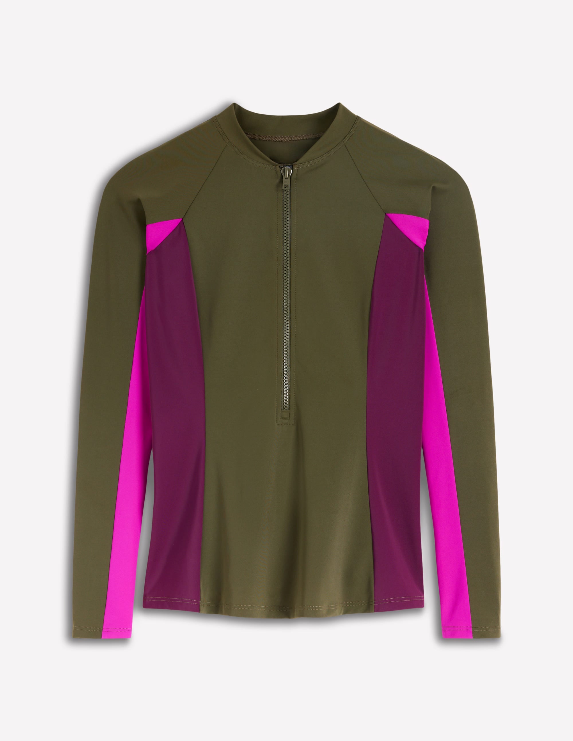 Sun Safe Raglan Guard Top-Khaki Colourblock - Image 5