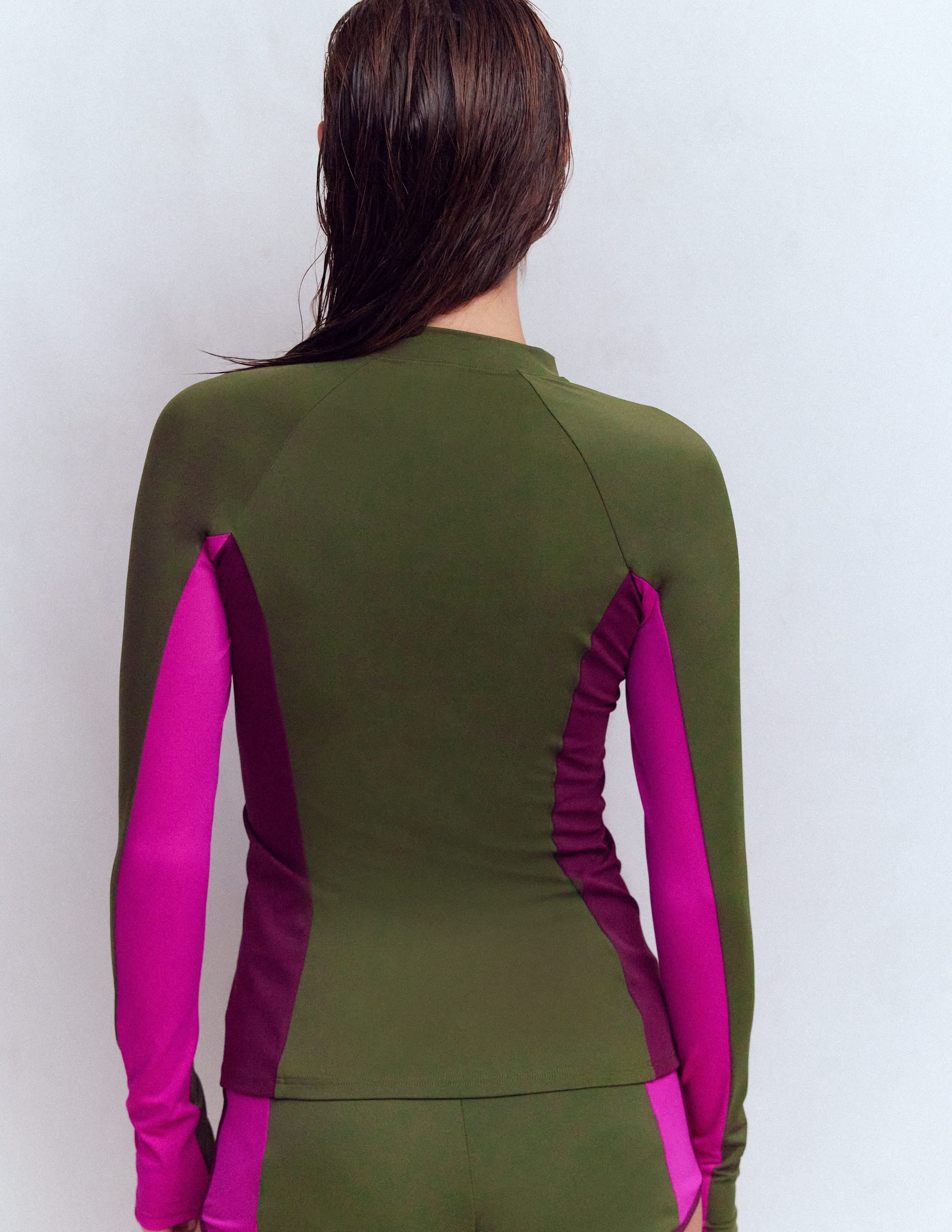 Sun Safe Raglan Guard Top-Khaki Colourblock - Image 3