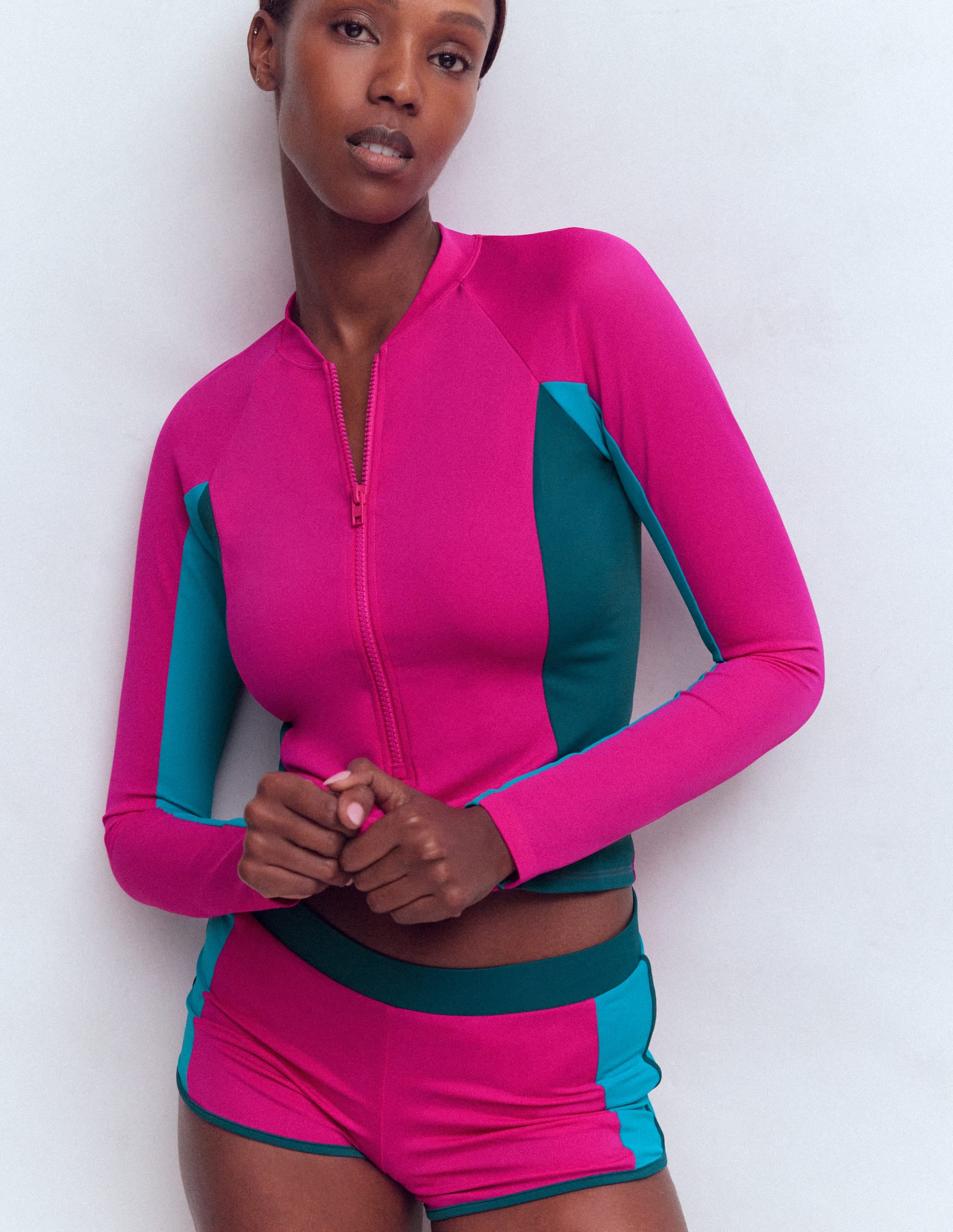 Sun Safe Raglan Guard Top-Pink Colourblock | Boden USA