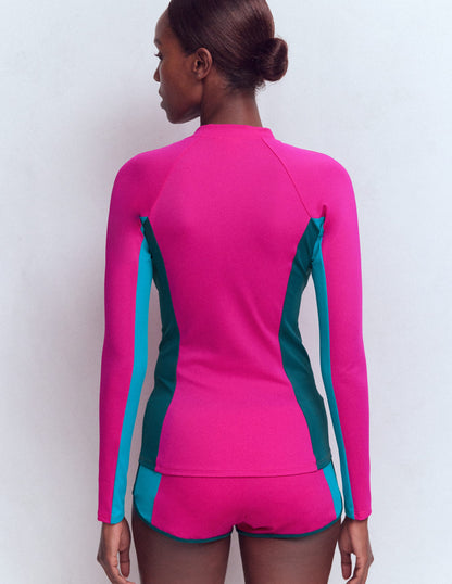 Sun Safe Raglan Rash Vest-Pink Colourblock-3