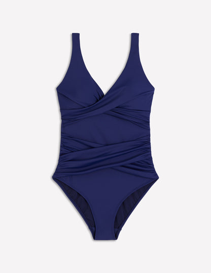 Cross Wrap Swimsuit-Navy-5