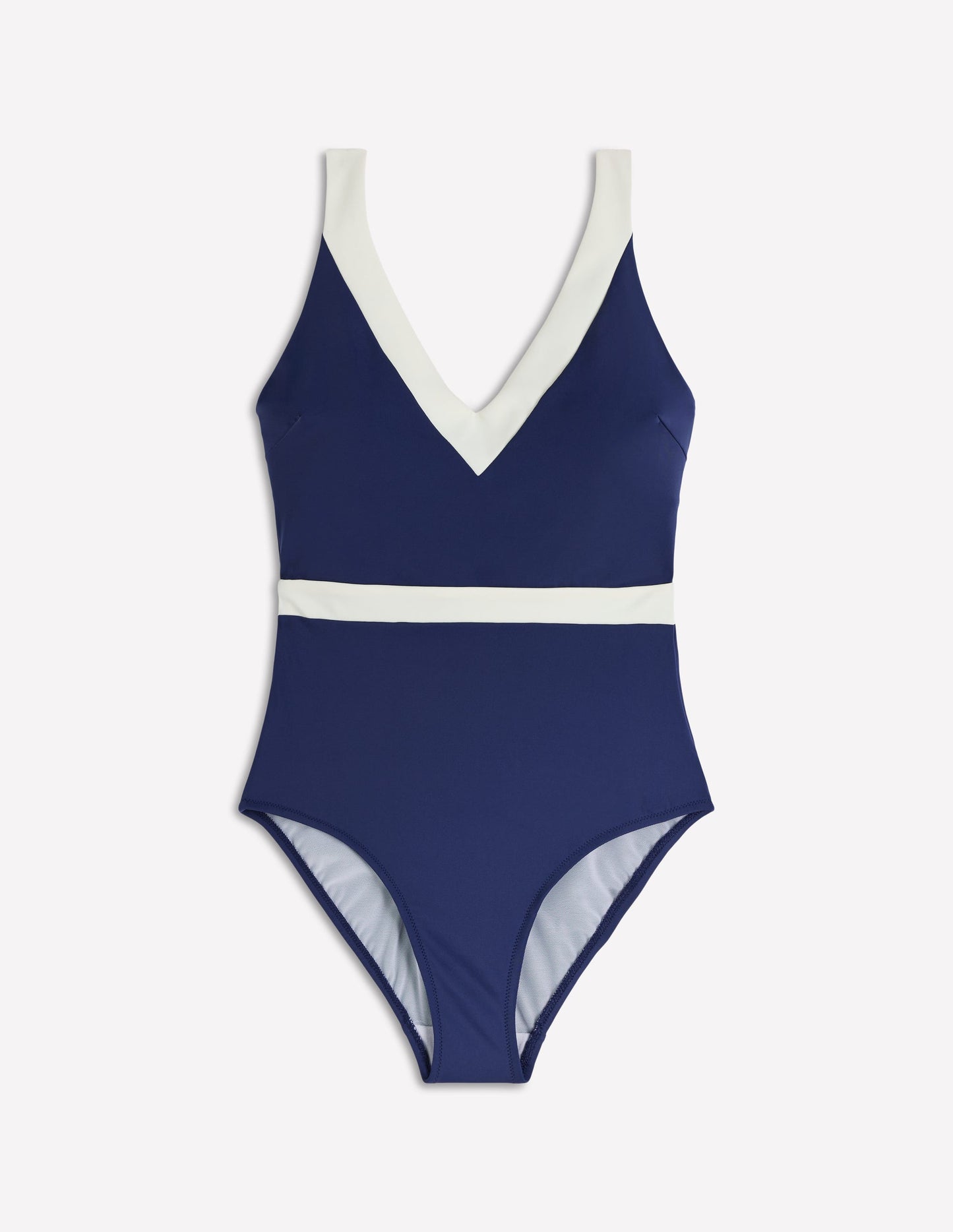 Campania Cross-back Swimsuit-Navy, Ivory Colourblock