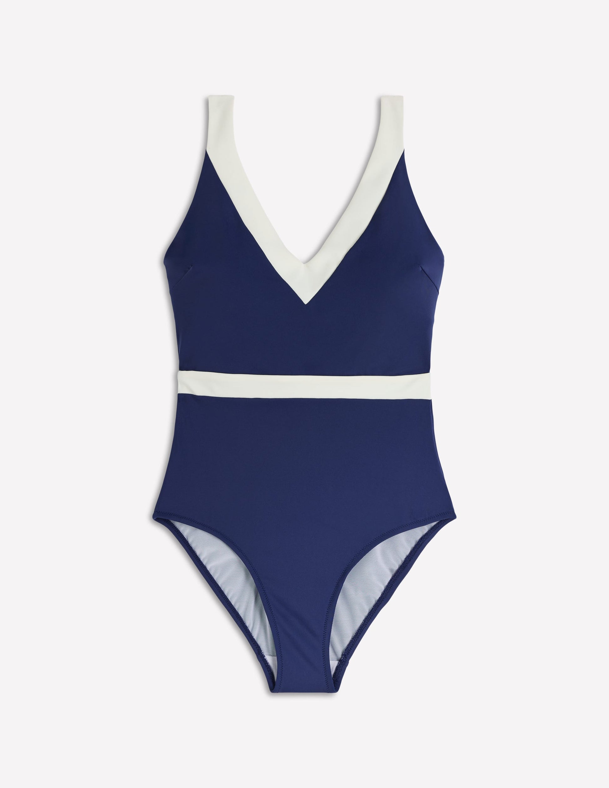 Campania Cross-back Swimsuit-Navy, Ivory Colourblock-6