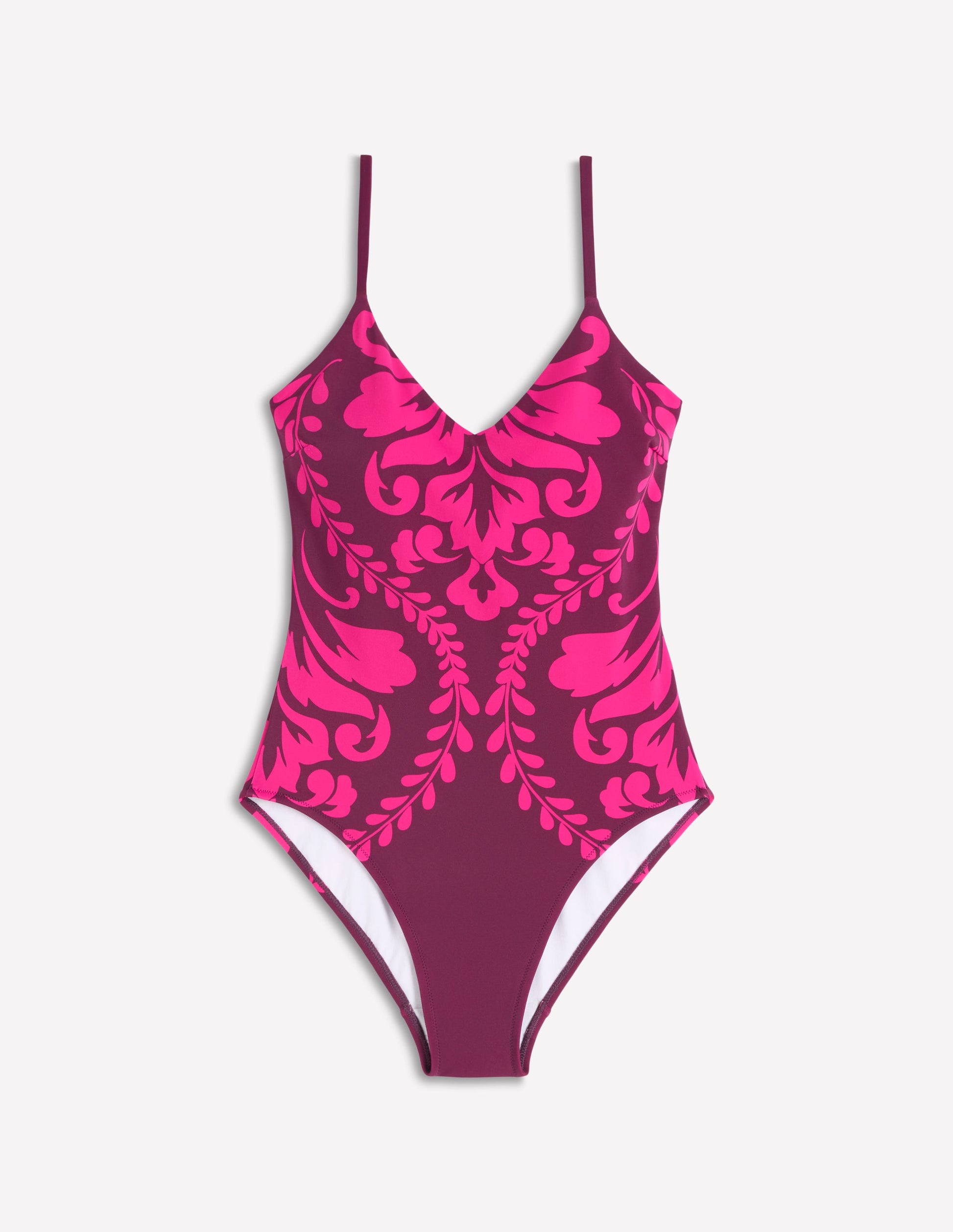 Strap Print Swimsuit-Chocberry, Decorative Lattice-8