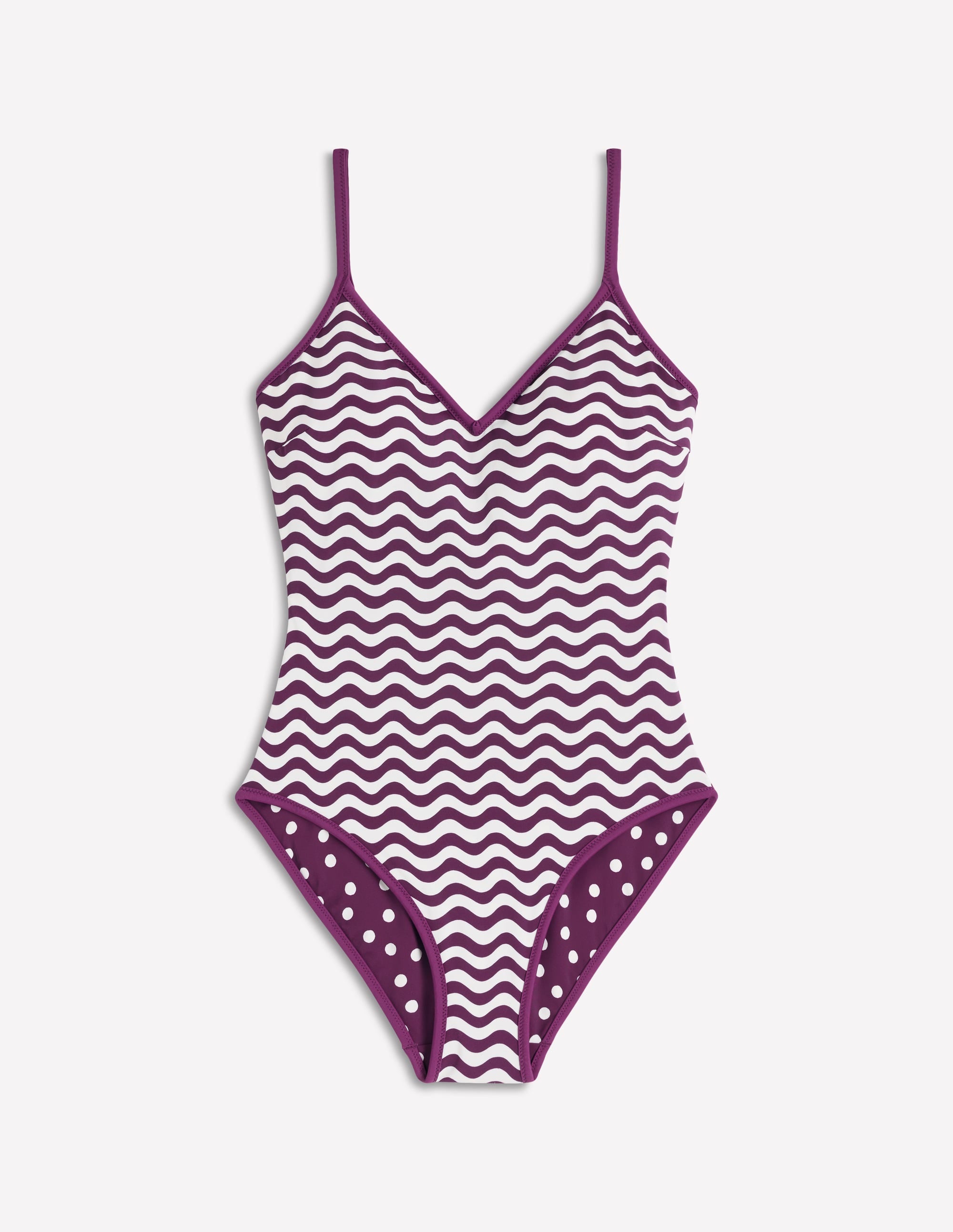 Symi Reversible Swimsuit-Chocberry, Stripe & Dot - Image 5