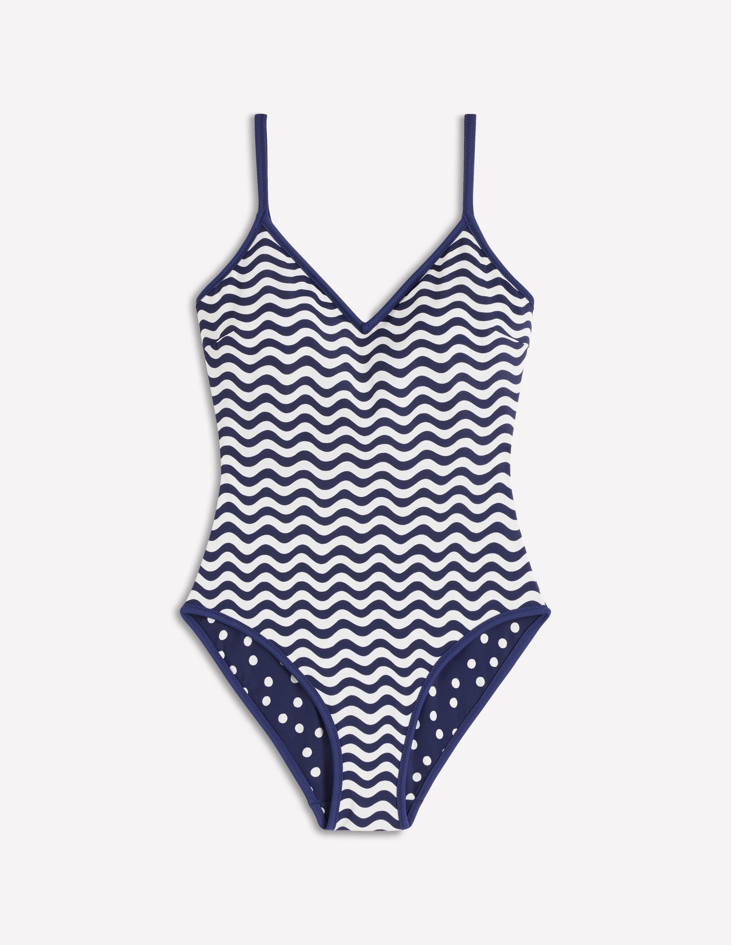 Symi Reversible Swimsuit-Navy, Stripe & Dot