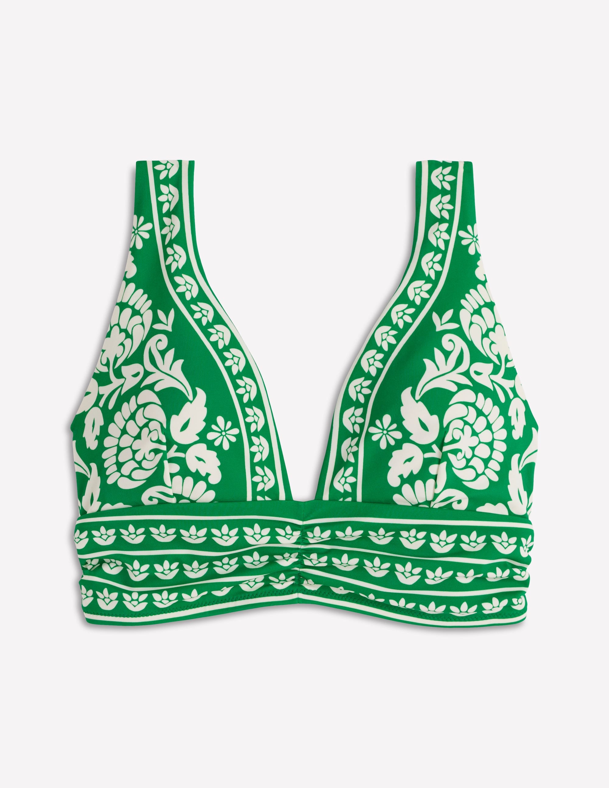Mykonos Deep V Bikini Top-Rich emerald, ornate floret - Image 7