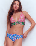 Mykonos Deep V Bikini Top-Multi, Ornamental Stamp