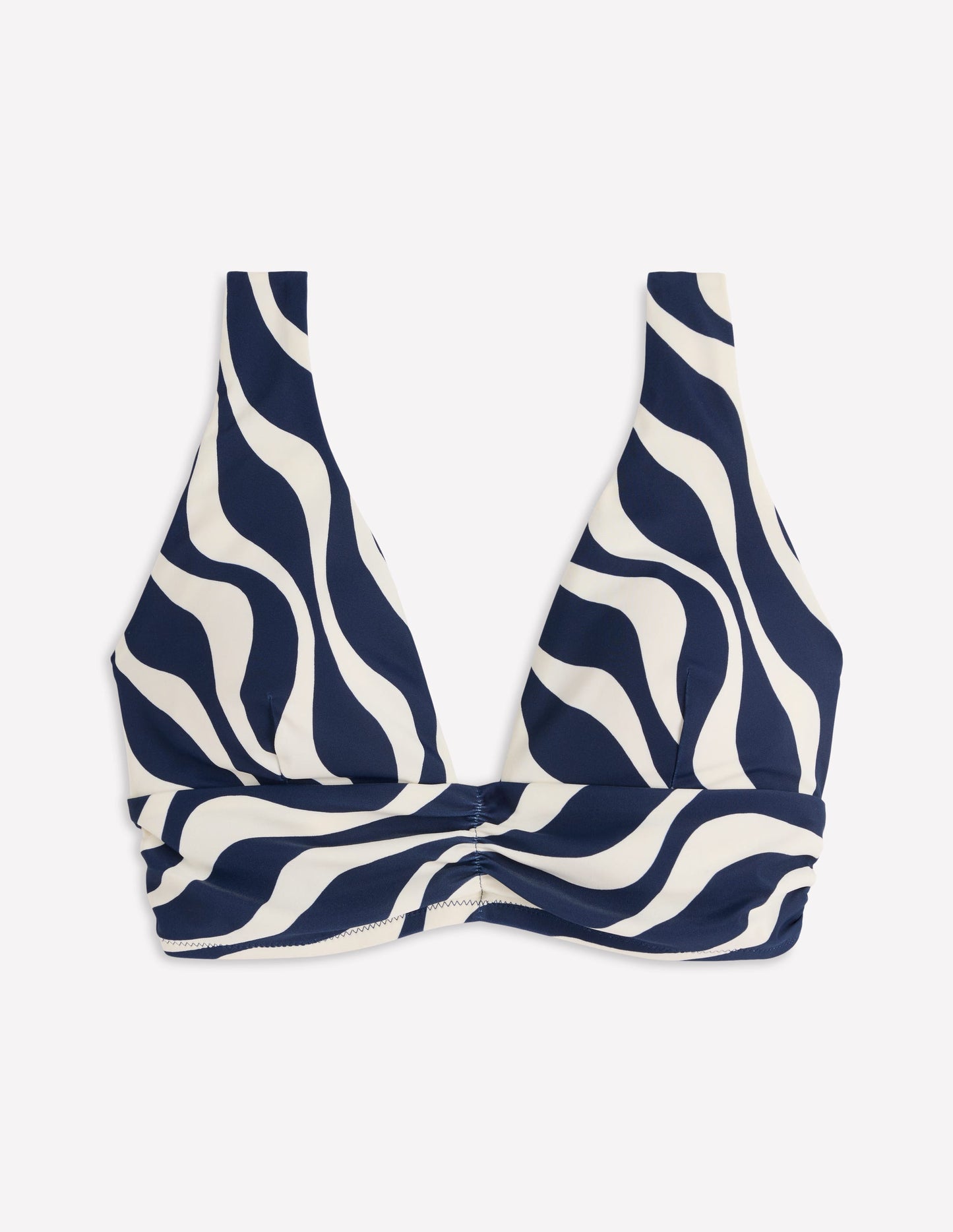 Mykonos Deep V Bikini Top-Navy, Rhythmic wave