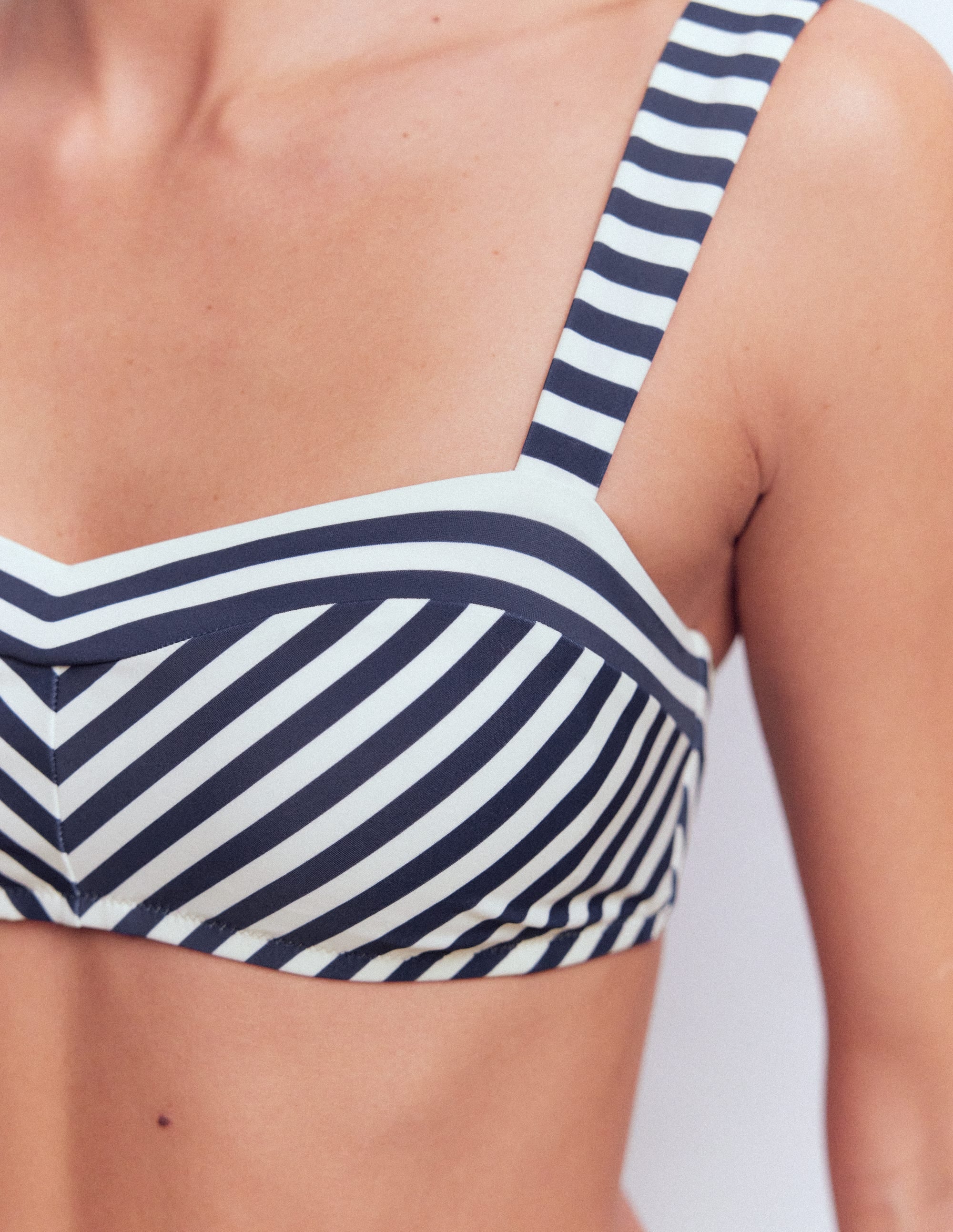 Clean Sweetheart Bikini Top-Navy, Ivory Stripe - Image 2