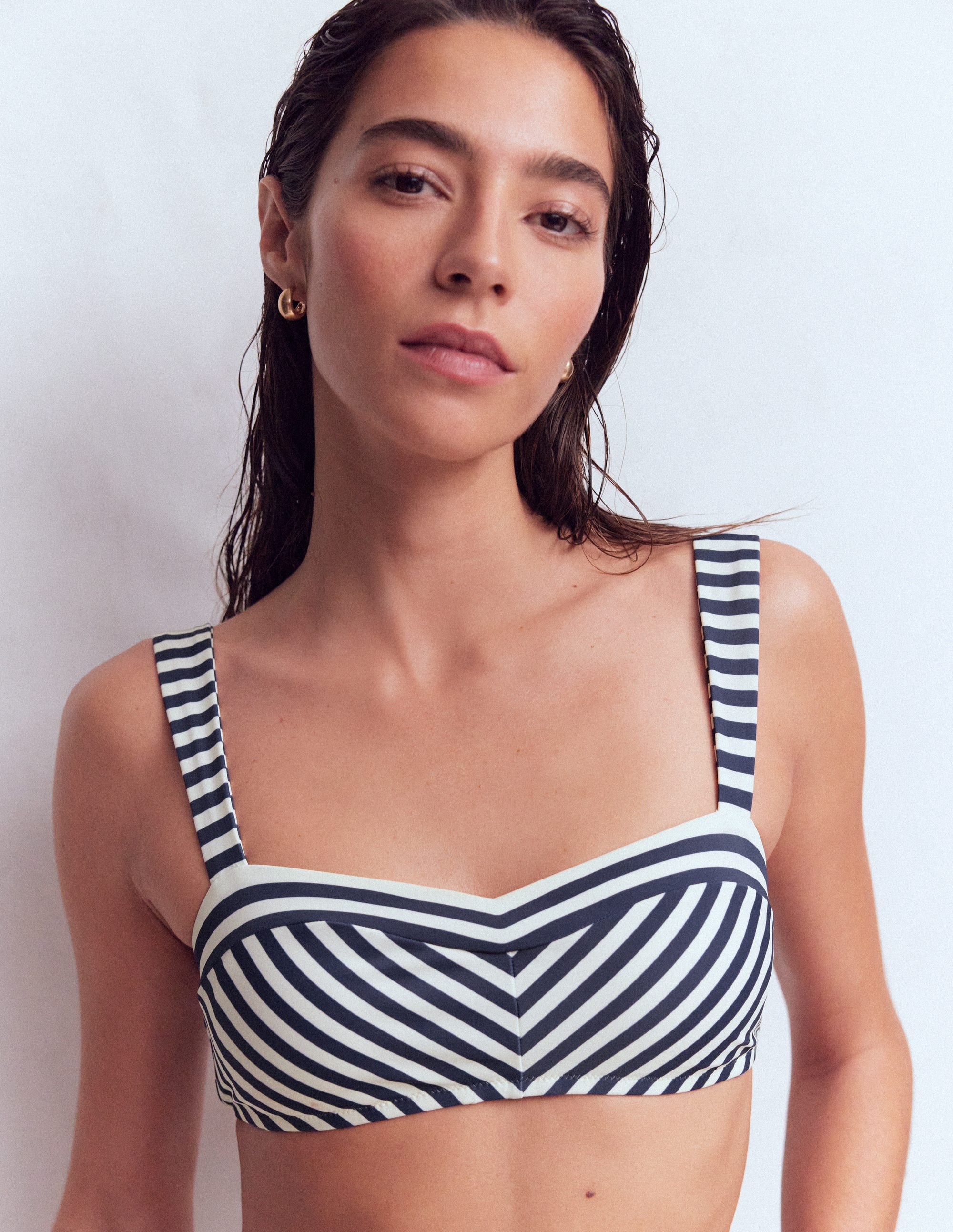 Clean Sweetheart Bikini Top-Navy, Ivory Stripe - Image 4