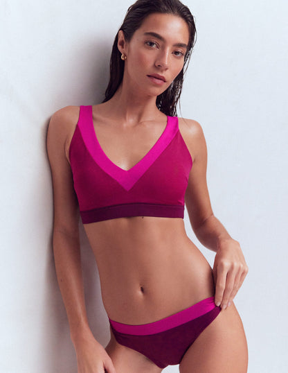 Campania Cross-back Bikini Top-Fuchsia, Snob, Chocberry-4