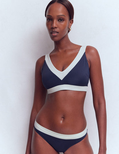 Campania Bikini Bottoms-Navy, Ivory Colourblock-1