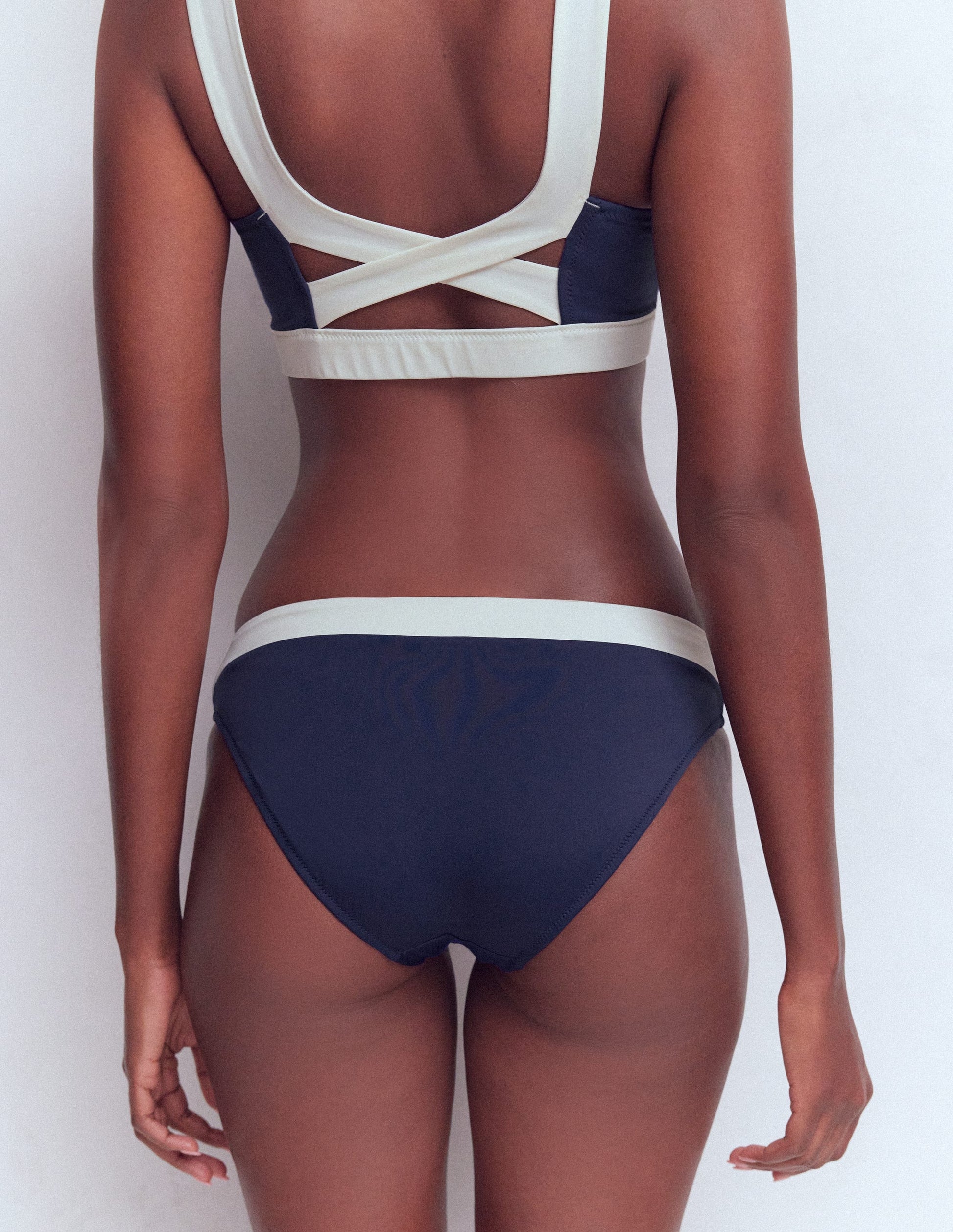 Campania Bikini Bottoms-Navy, Ivory Colourblock-3