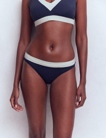 Campania Bikini Bottoms-Navy, Ivory Colourblock-4