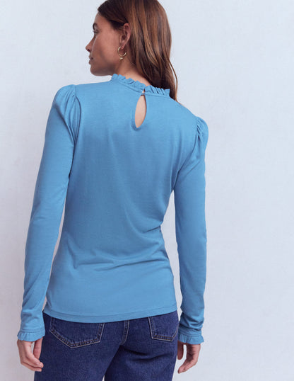 Supersoft Frill Detail Top-Captains Blue-3
