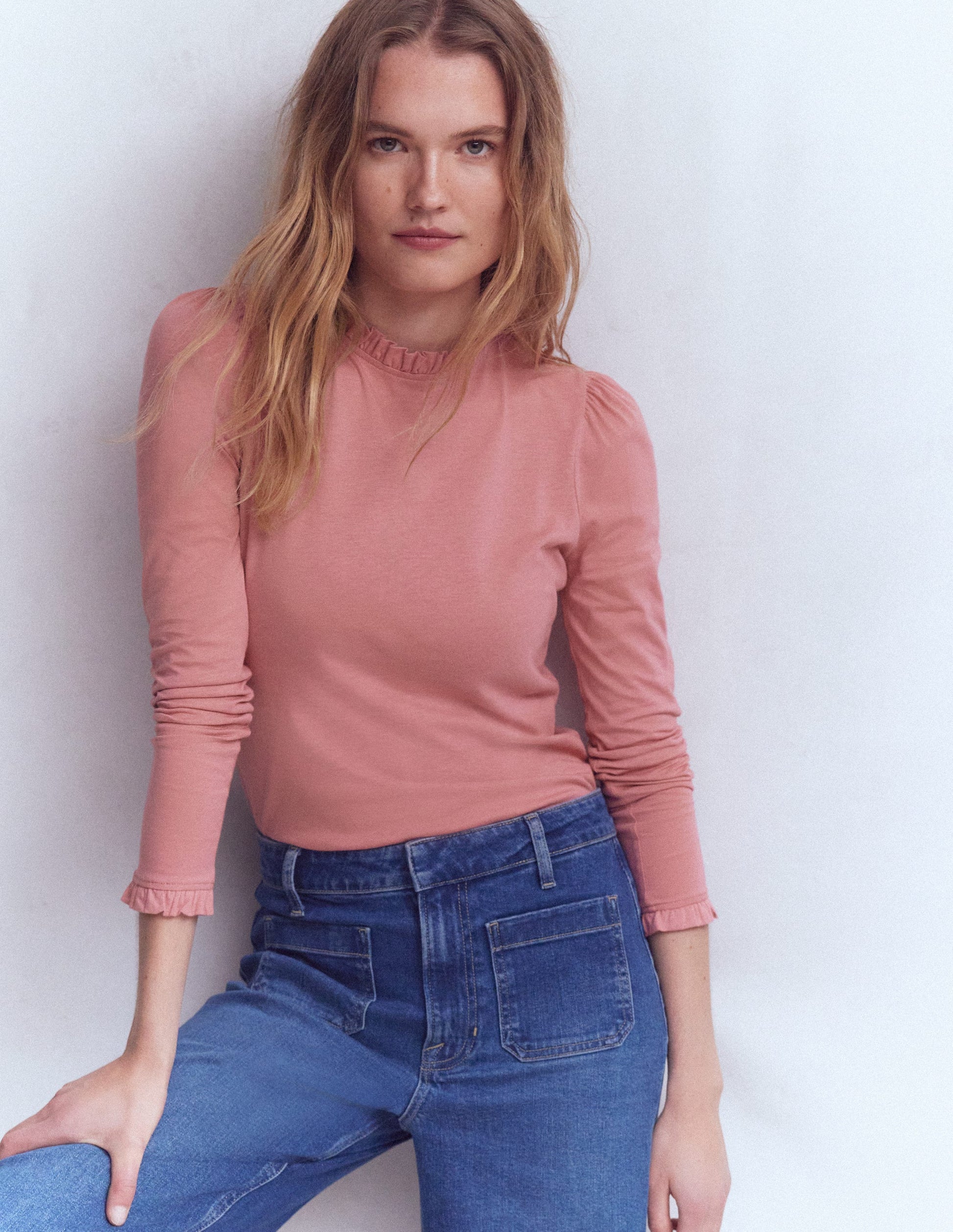 Supersoft Frill Detail Top-Vintage Rose-1