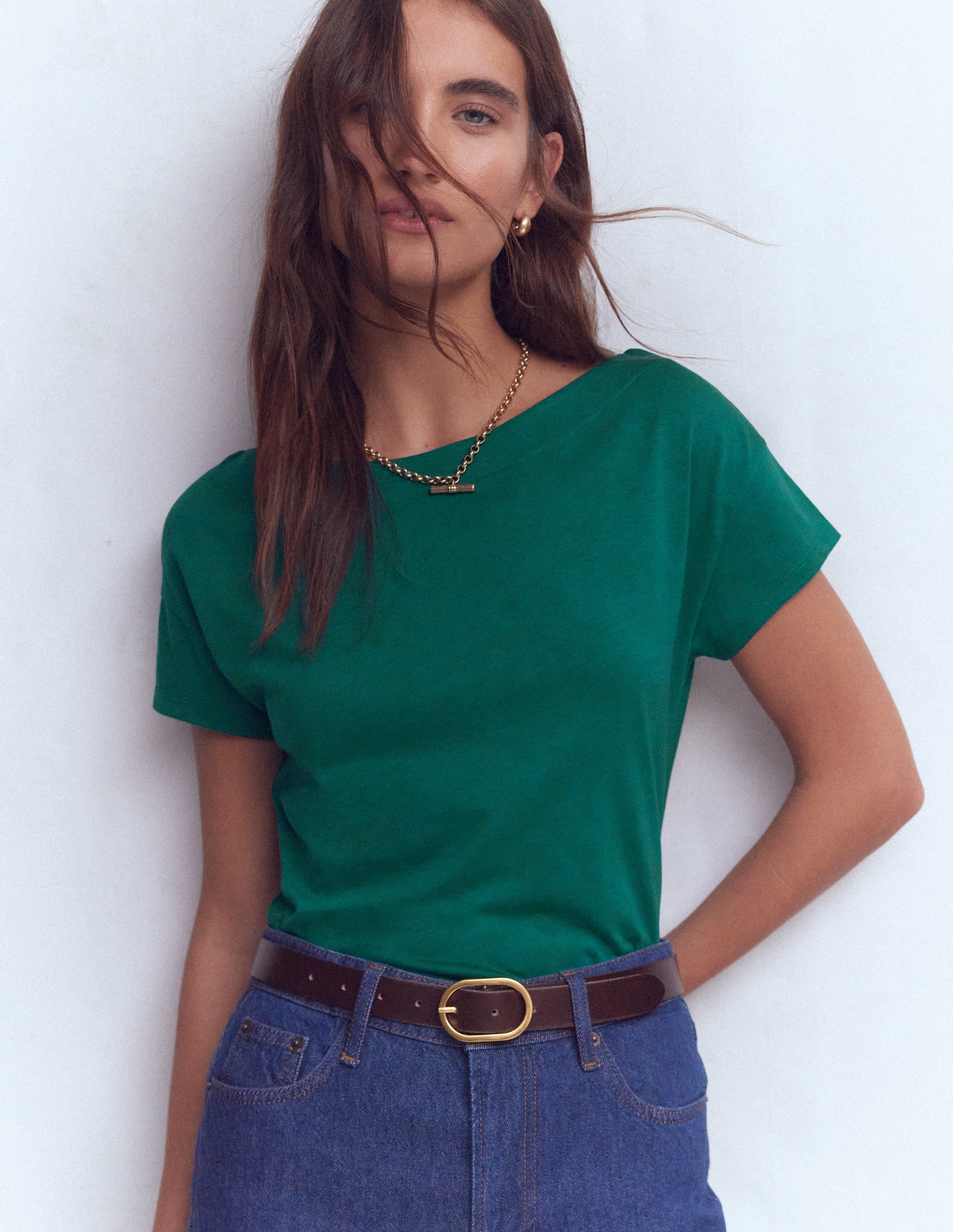 Supersoft Boat Neck T-Shirt-Deep Teal | Boden USA