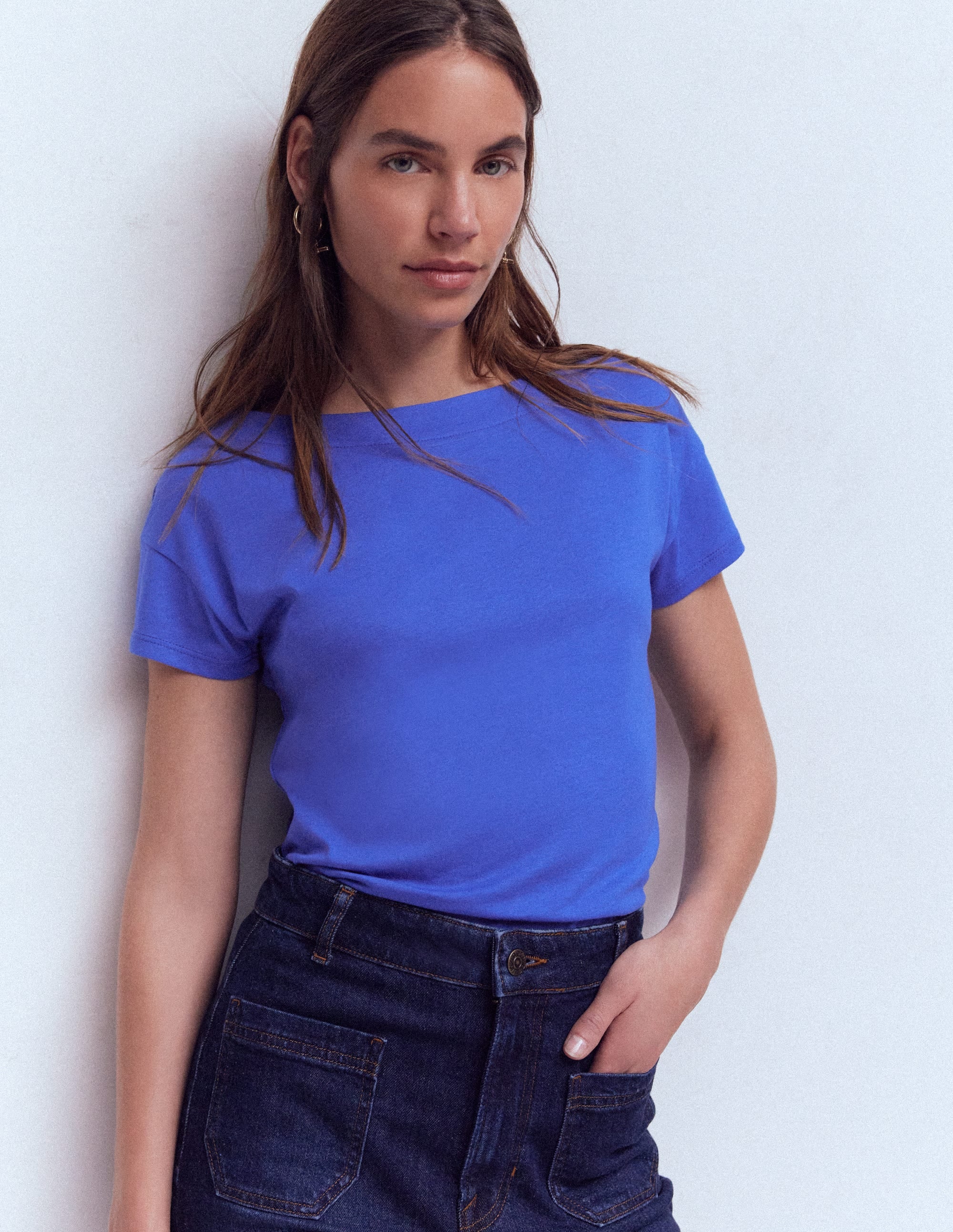 Supersoft Boat Neck T - Shirt - Beaucoup Blue | Boden USA