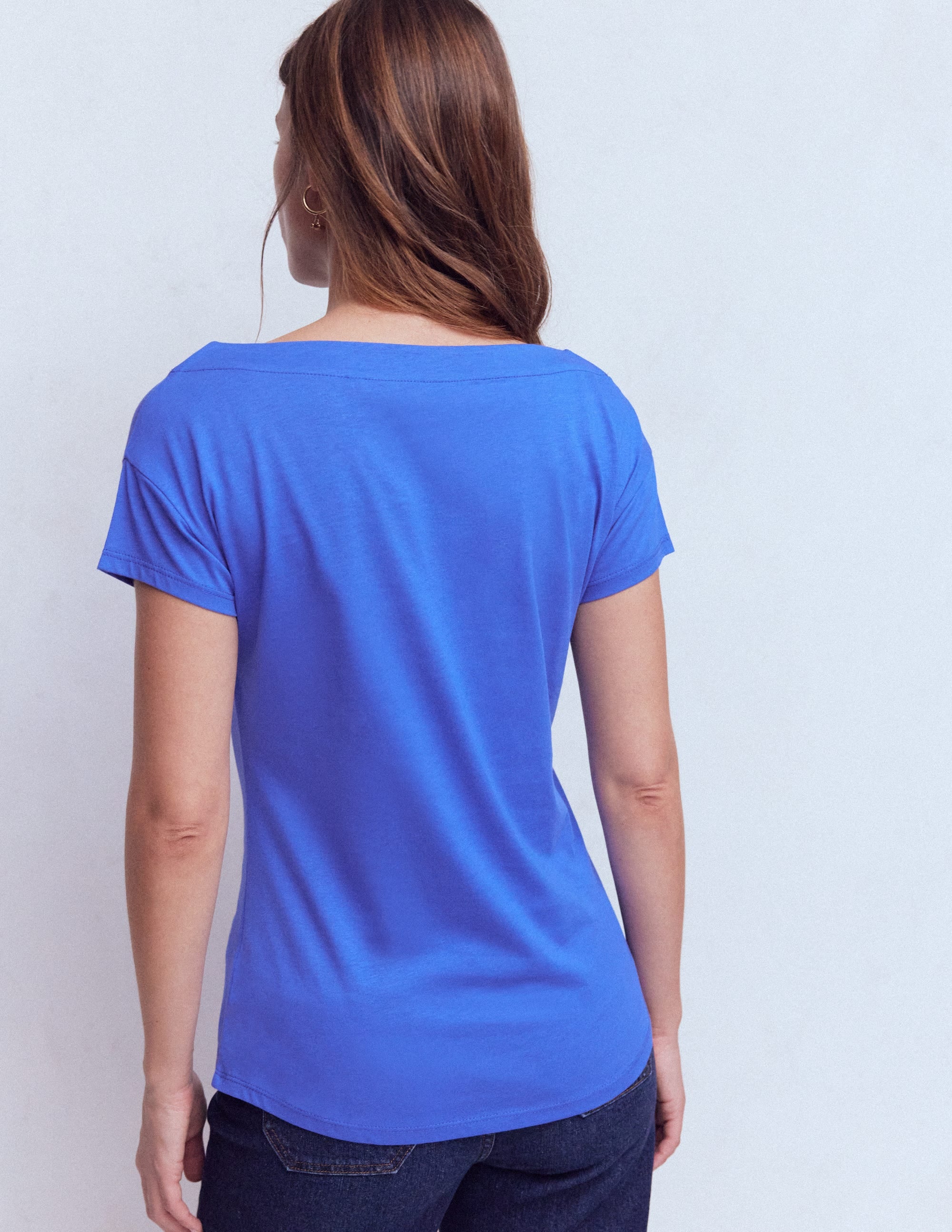 Supersoft Boat Neck T - Shirt - Beaucoup Blue | Boden USA