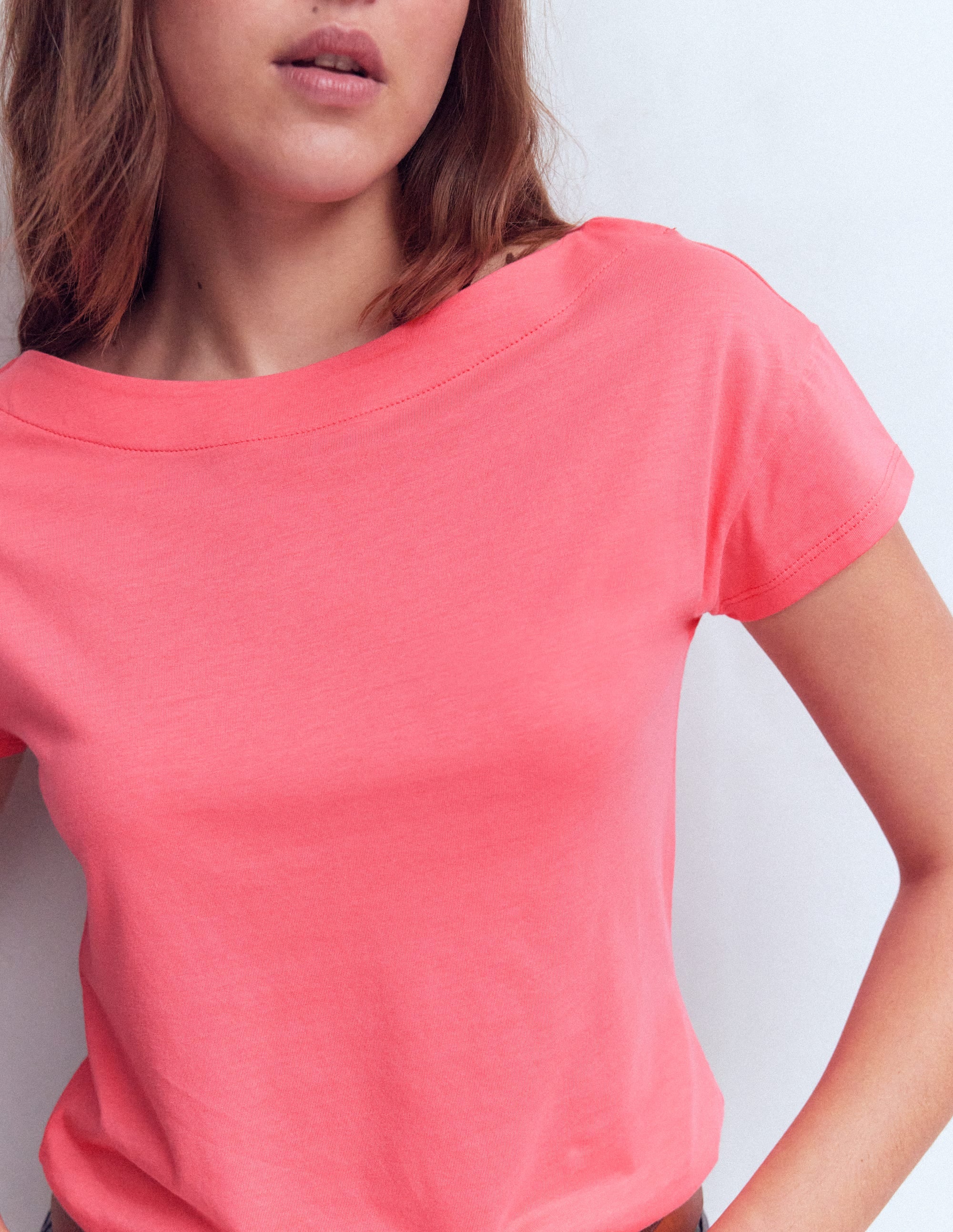 Supersoft Boat Neck T-Shirt-Azalea Pink | Boden USA