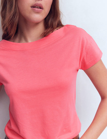 Supersoft Boat Neck T-Shirt-Azalea Pink-2