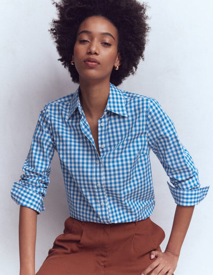 Sienna Cotton Shirt-Blue Gingham-1