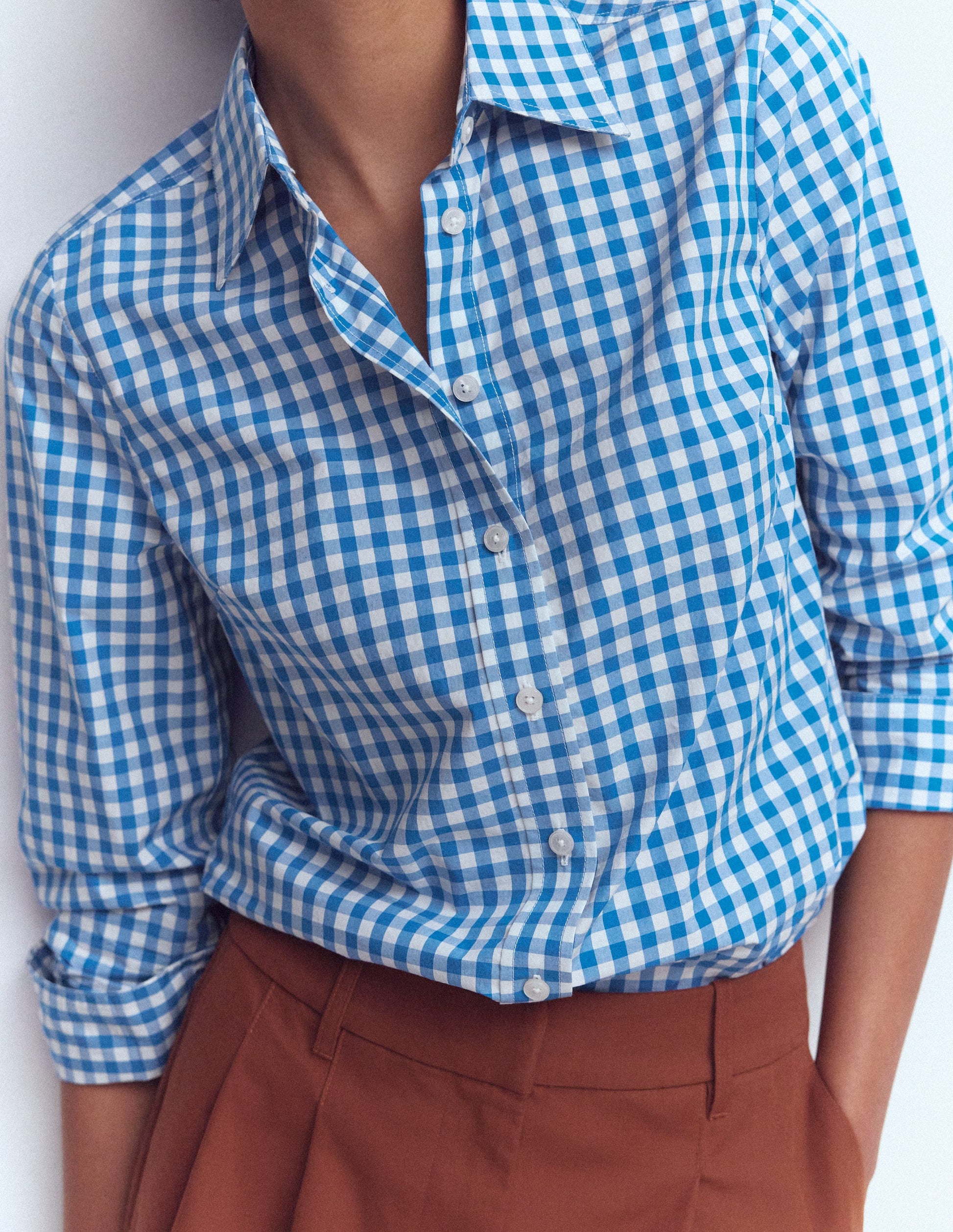 Sienna Cotton Shirt-Blue Gingham-2