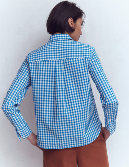 Sienna Cotton Shirt-Blue Gingham-3