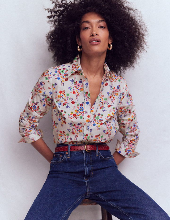 Sienna Cotton Shirt-Multi, Blossom Clusters
