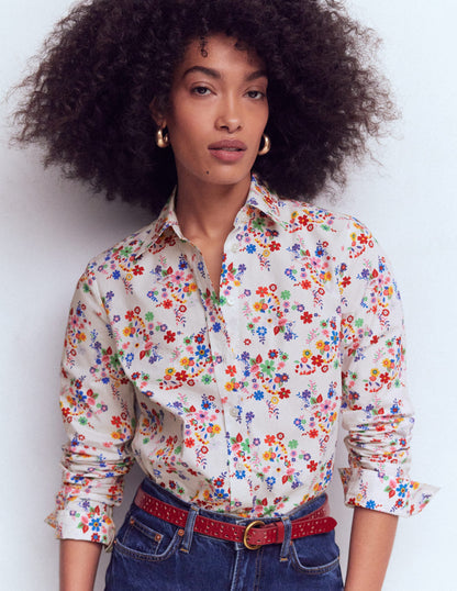 Sienna Cotton Shirt-Multi, Blossom Clusters-2