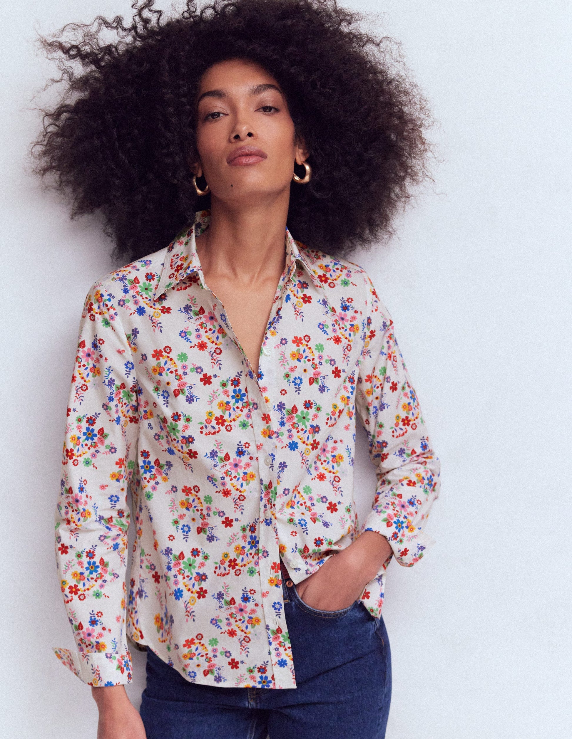 Sienna Cotton Shirt-Multi, Blossom Clusters-5