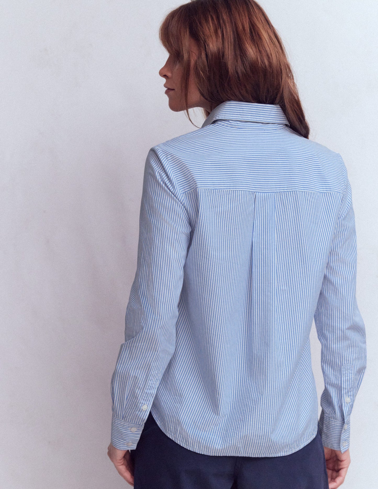 Sienna Cotton Shirt-Fine Blue Stripe