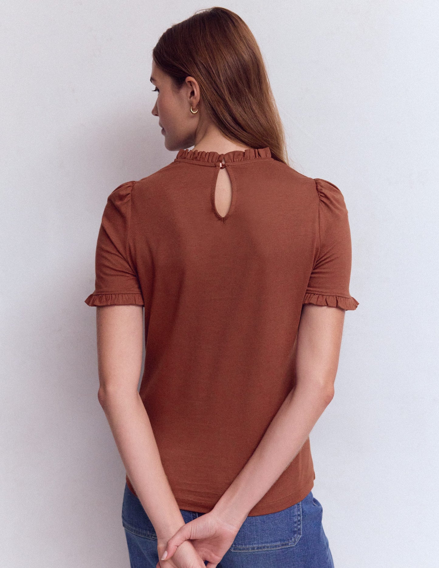 Supersoft Frill Detail T-shirt-Hot Chocolate